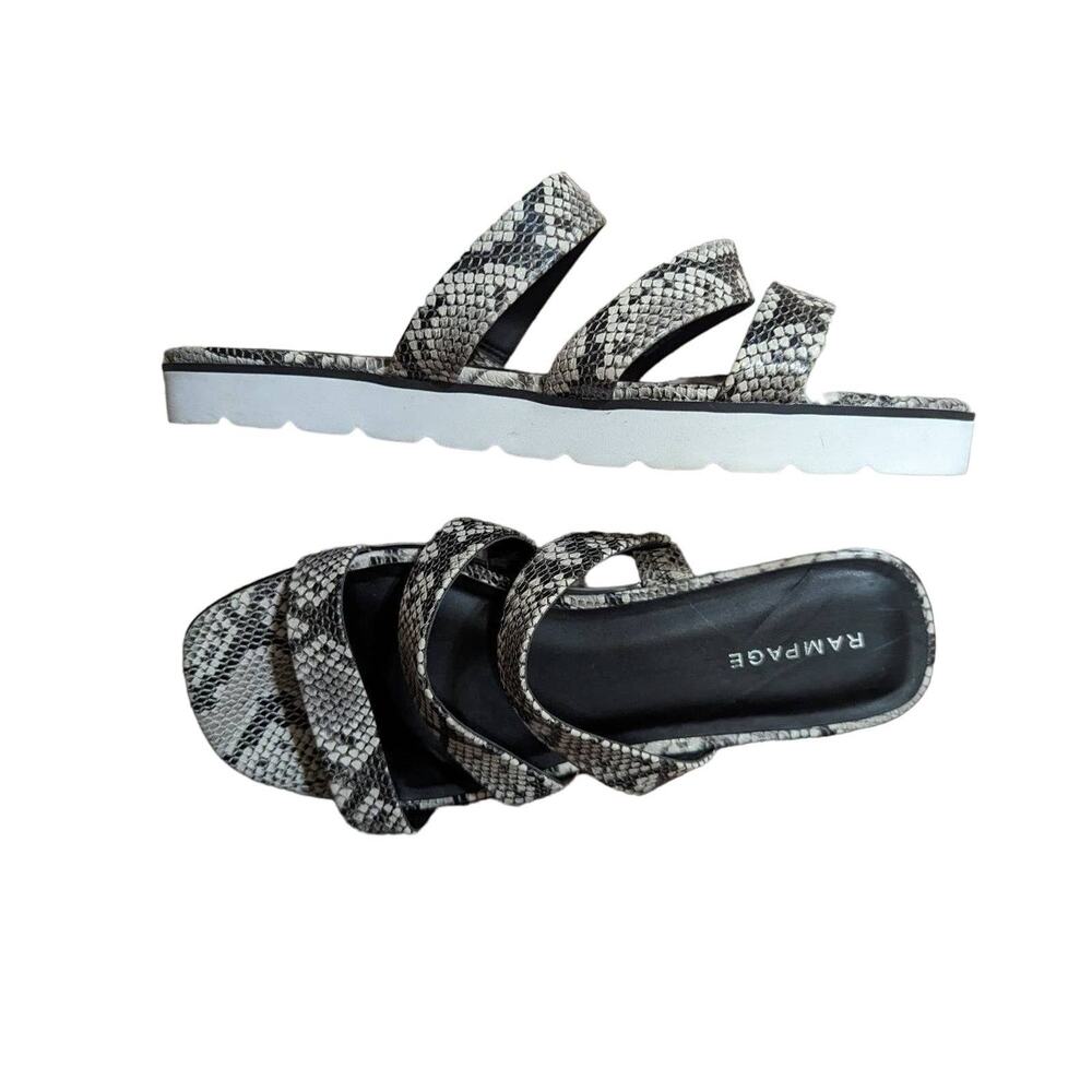 New Rampage Ally Snake Print Strappy Slide Sandal Gray Black size 10